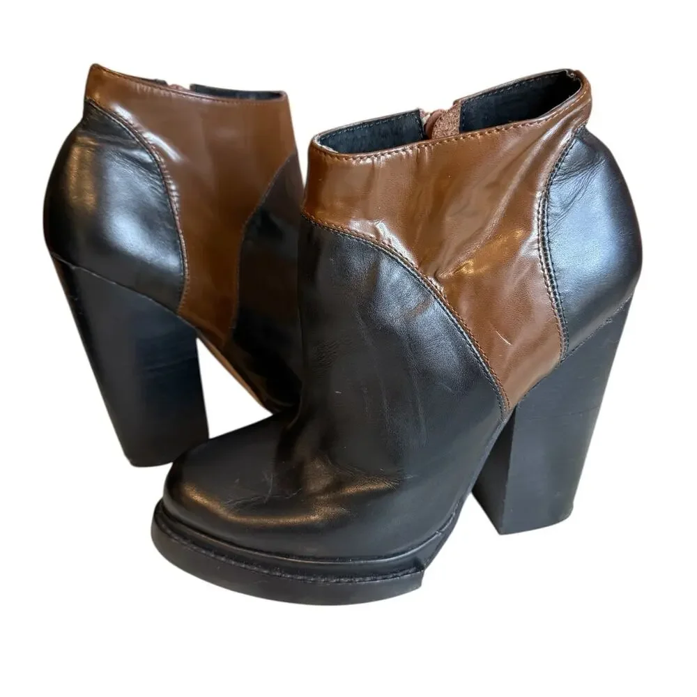 Aldo Faelora Pillow Walk Platform Heeled Ankle Boots Black Brown 6.5